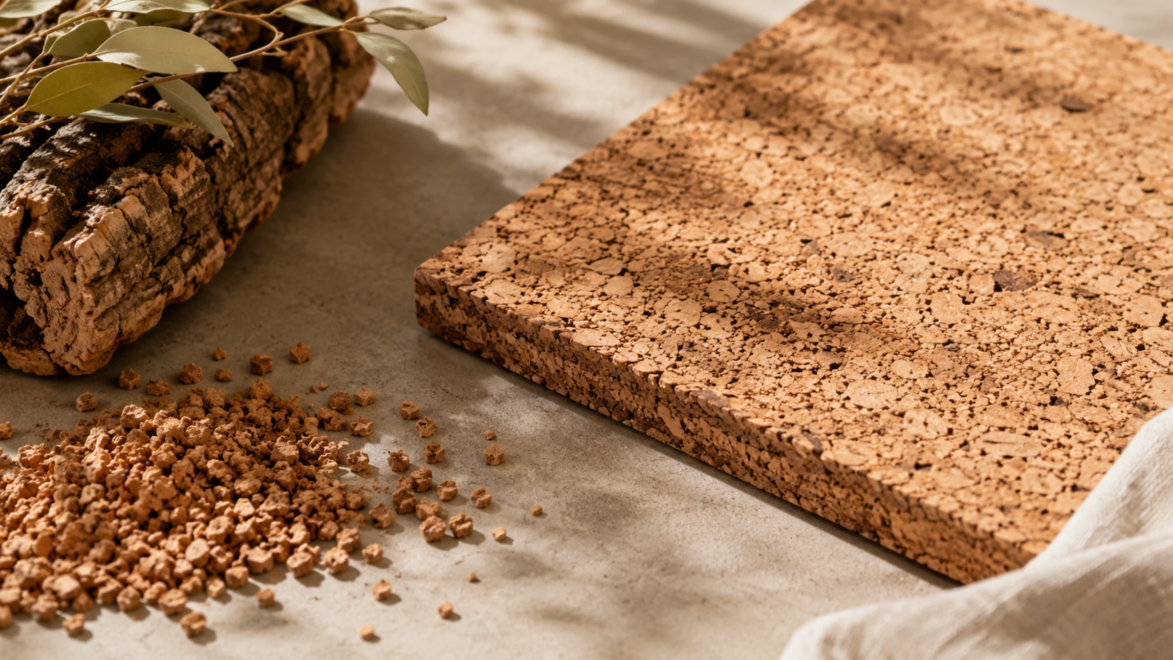 Cork surface in warm daylight