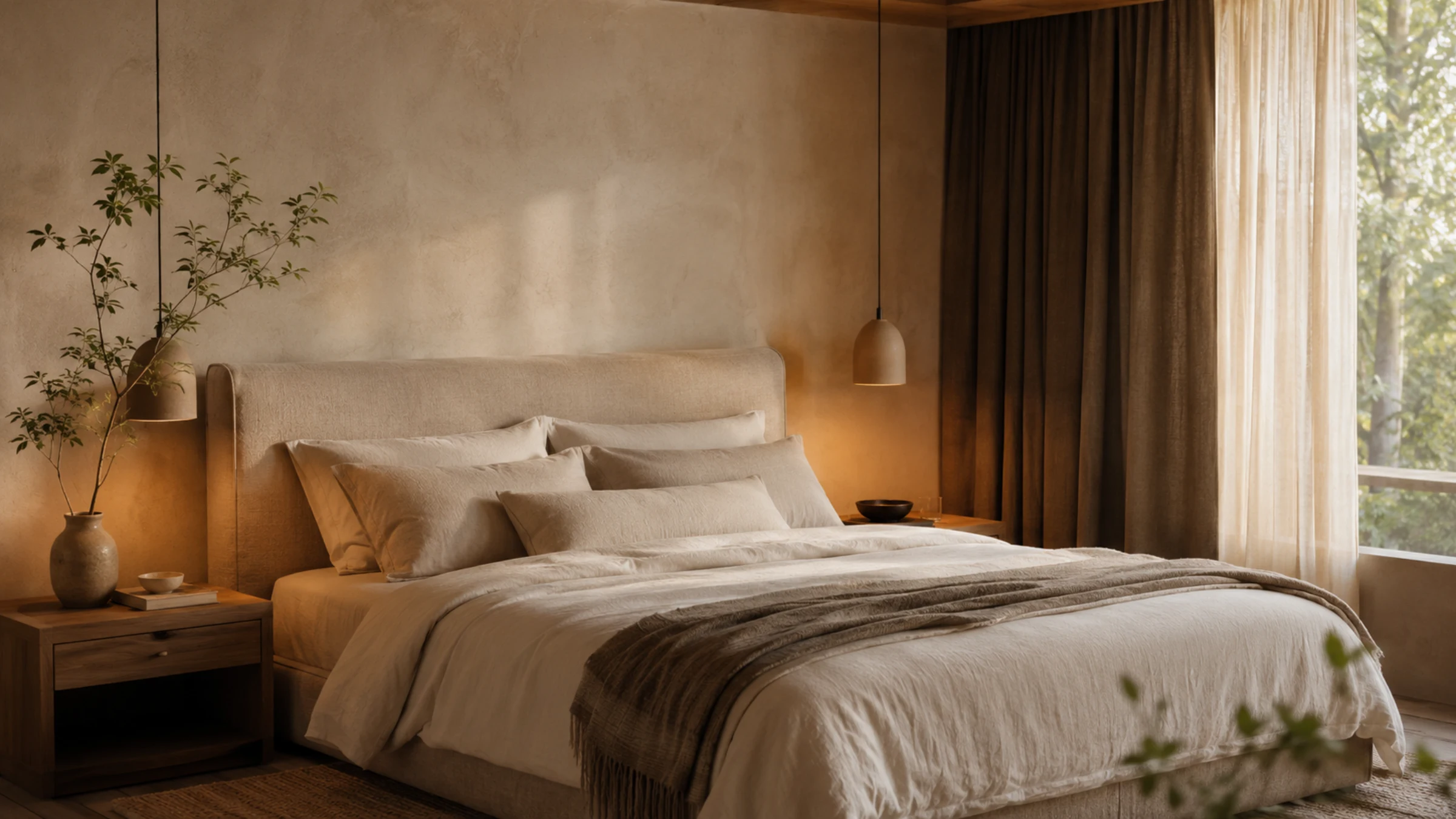 Calm bedroom in soft light