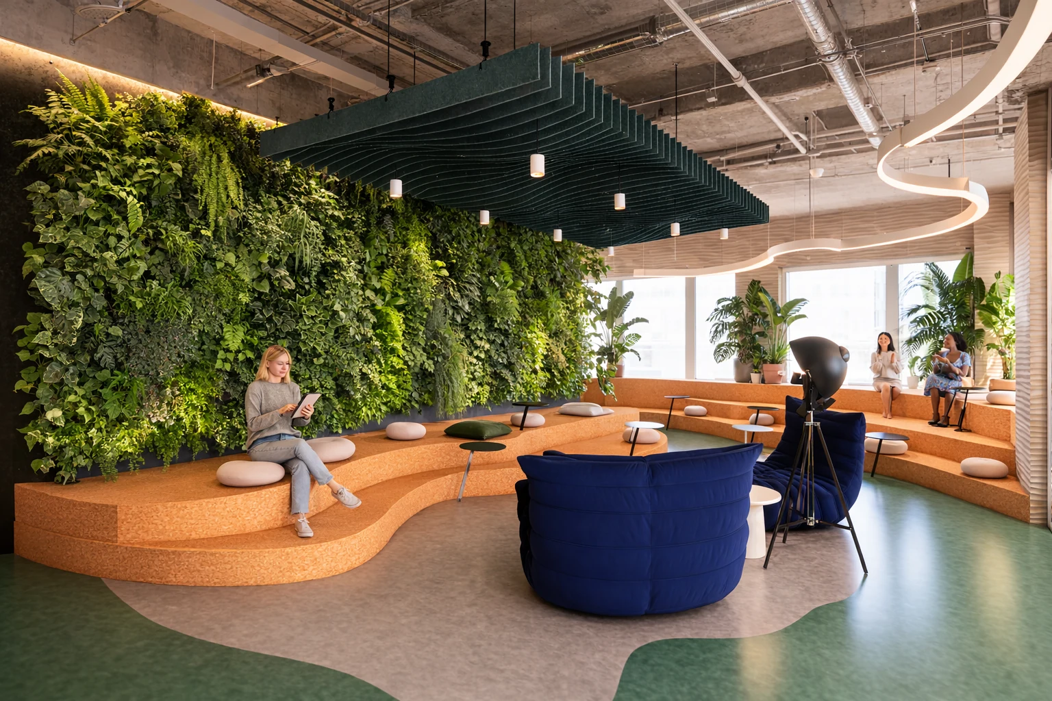 Biophilic workplace with living wall